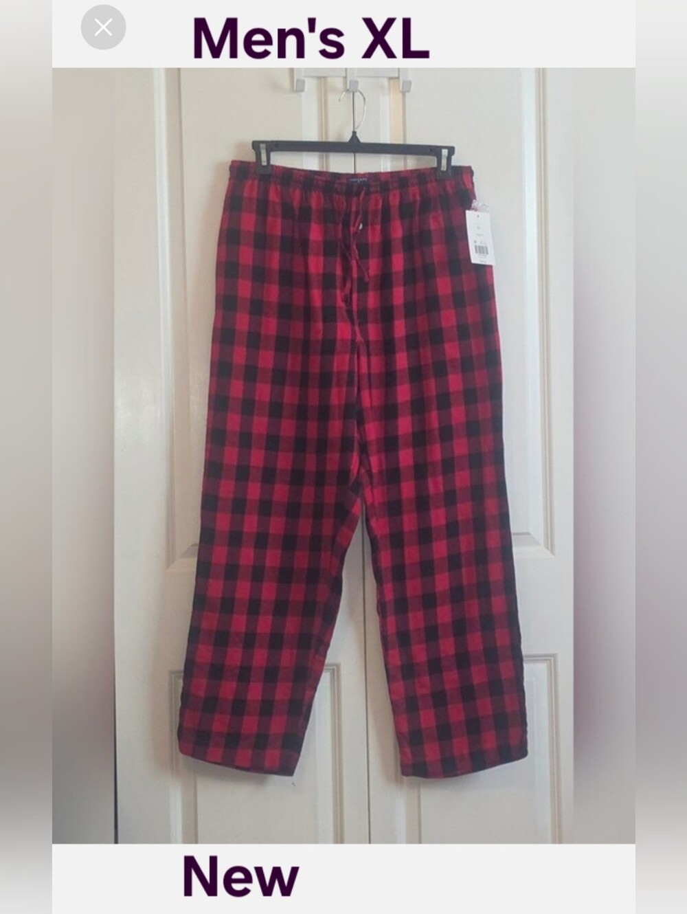 Crown & Ivy Men's XL
Flannel Pajama Pants Red and Black Buffalo Plaid Lounge NWT